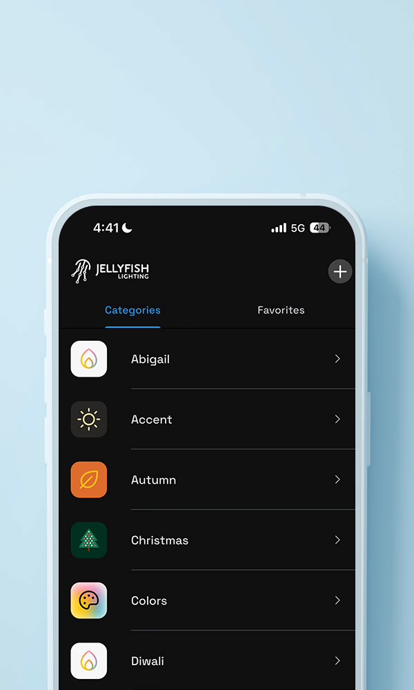 Companion app screen showing the preset holiday library