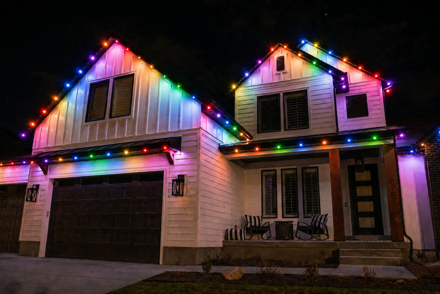 Rainbow scene — multi-color permanent lights