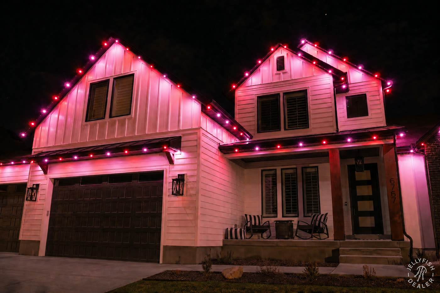 Valentine's scene — pink and red lights