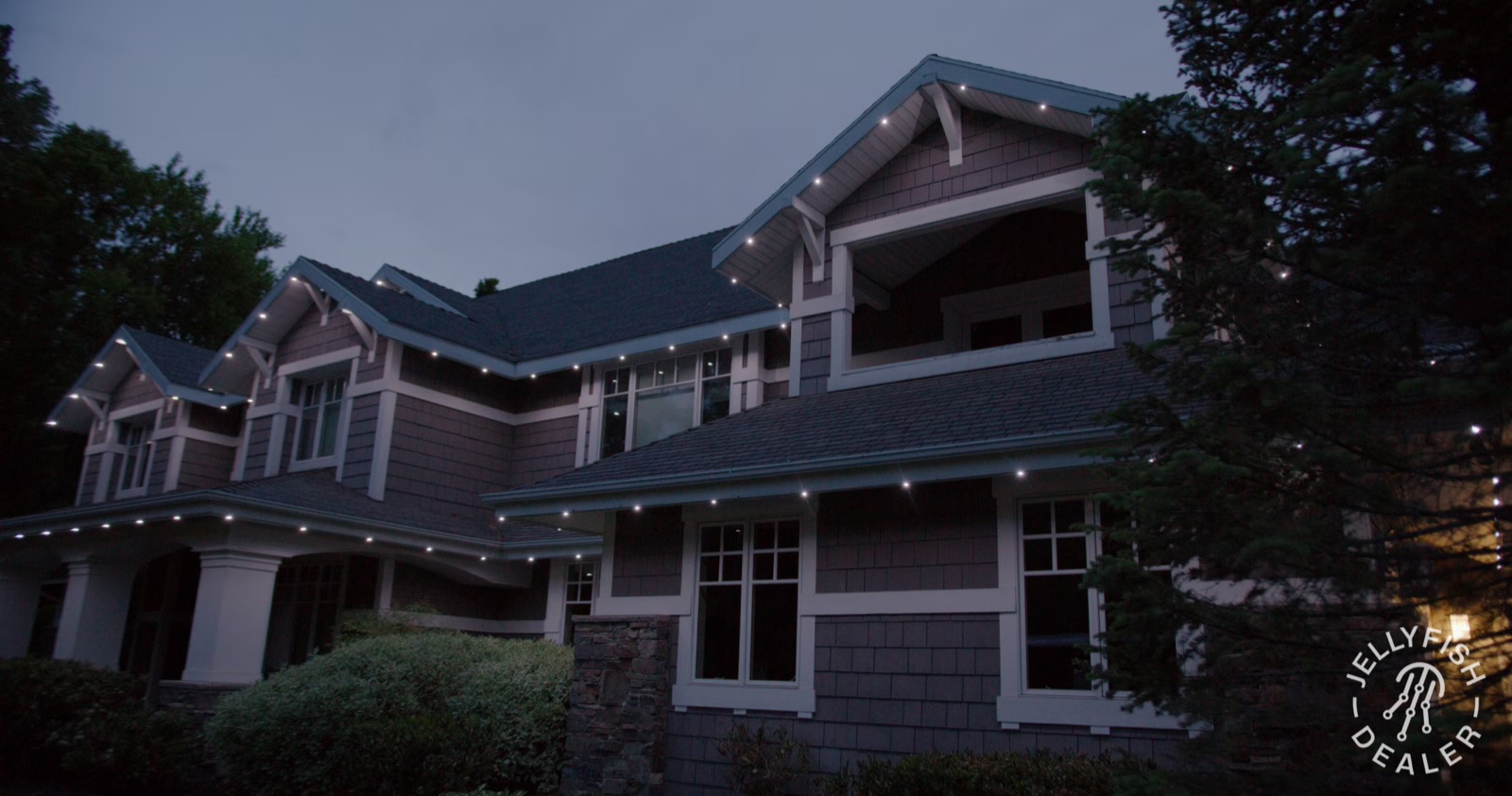 Recent work — eave-mounted track detail by Twilight Zone Permanent Lighting