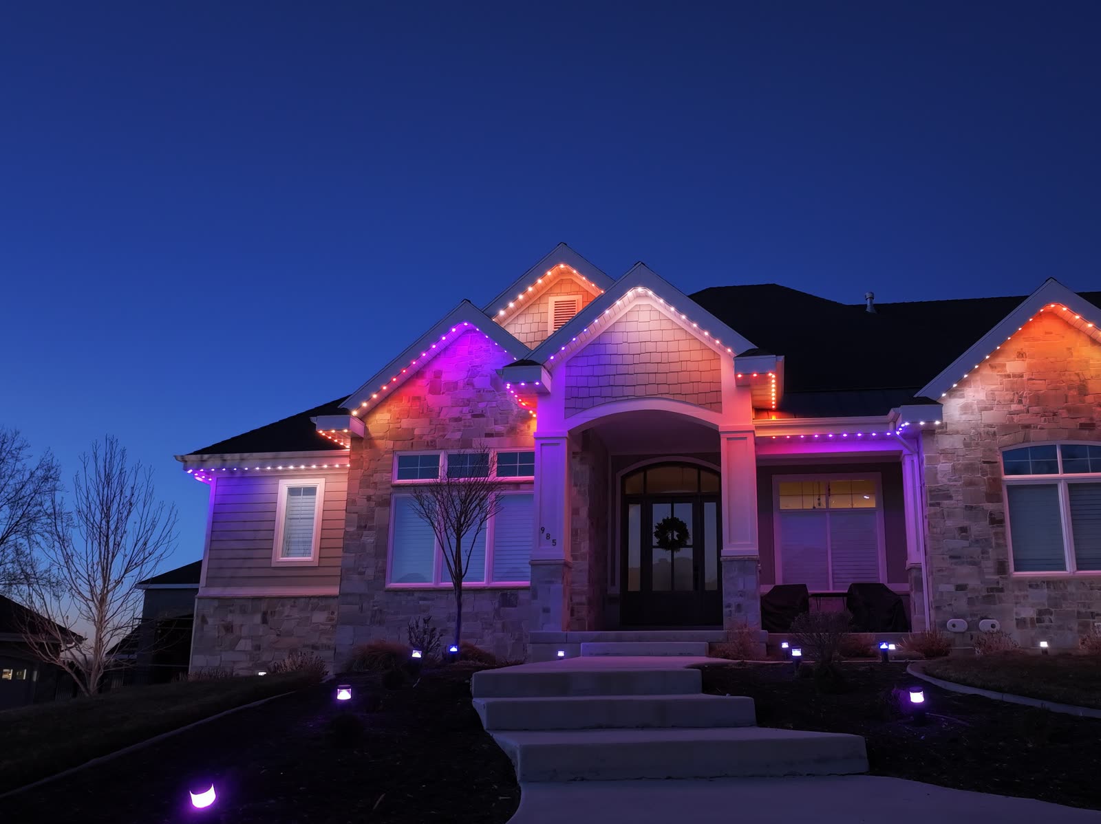 Game Day Team-Color Lighting install by Twilight Zone Permanent Lighting