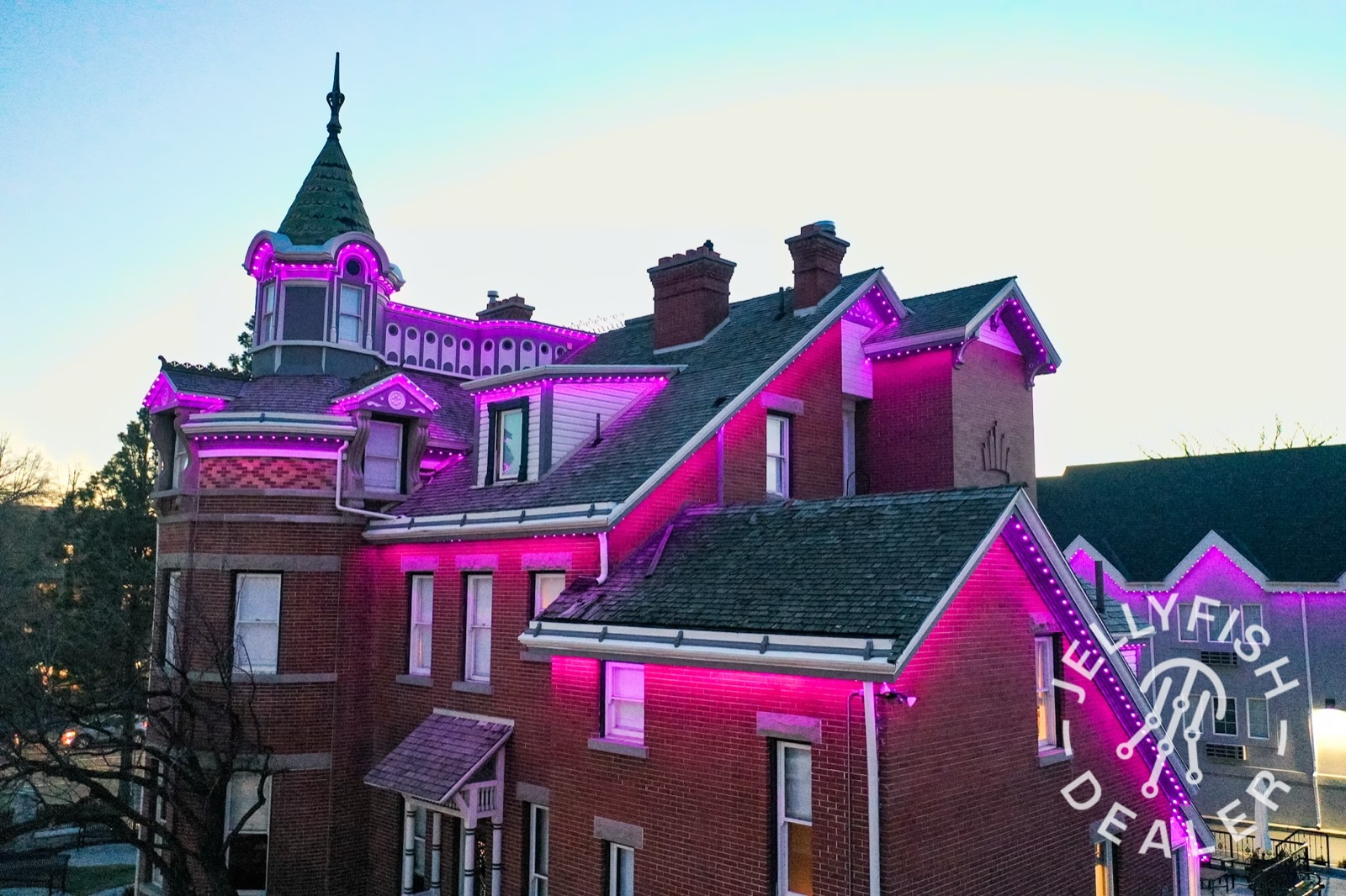 Office Park & Business Permanent Lighting portfolio — soffit channel close-up by Twilight Zone Permanent Lighting