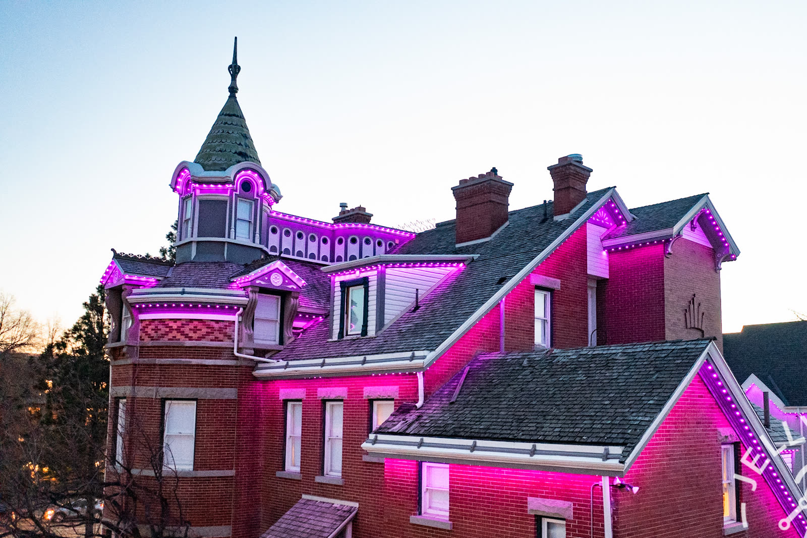 Recent work — two-story facade install by Twilight Zone Permanent Lighting