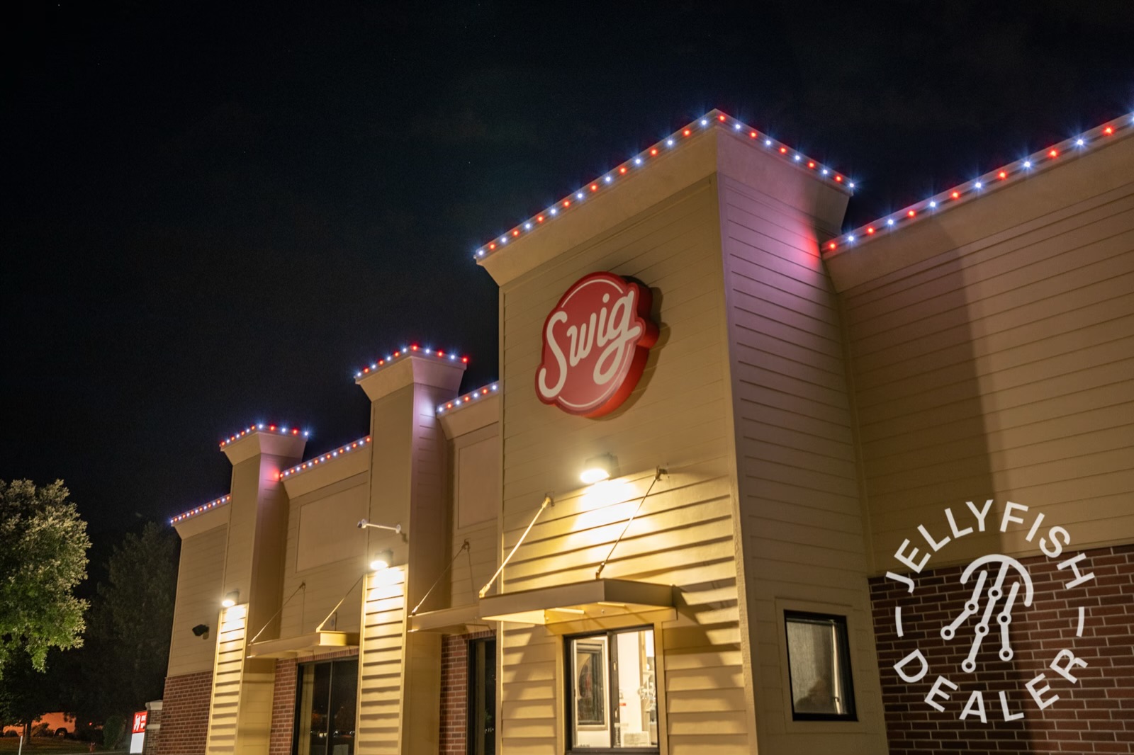 Real installs by tier — full-perimeter install at twilight by Twilight Zone Permanent Lighting