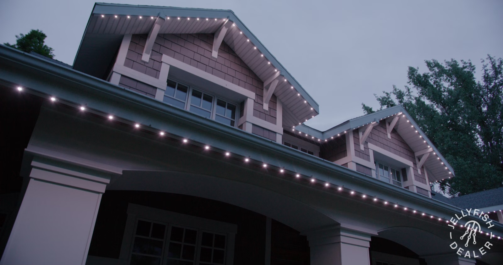 Recent work — full-perimeter install at twilight by Twilight Zone Permanent Lighting